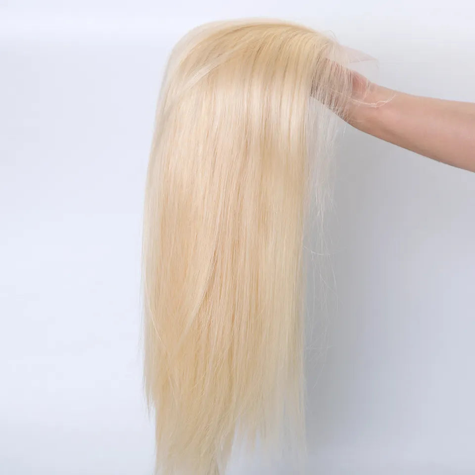 Platinum Blonde 4"x4'' silk+1” Lace - 100% European Silk-Base Hair Topper Canada