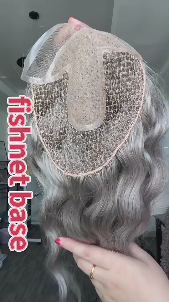 Silver Blonde 100% Brazilian Human Hair Fishnet base hair Topper
