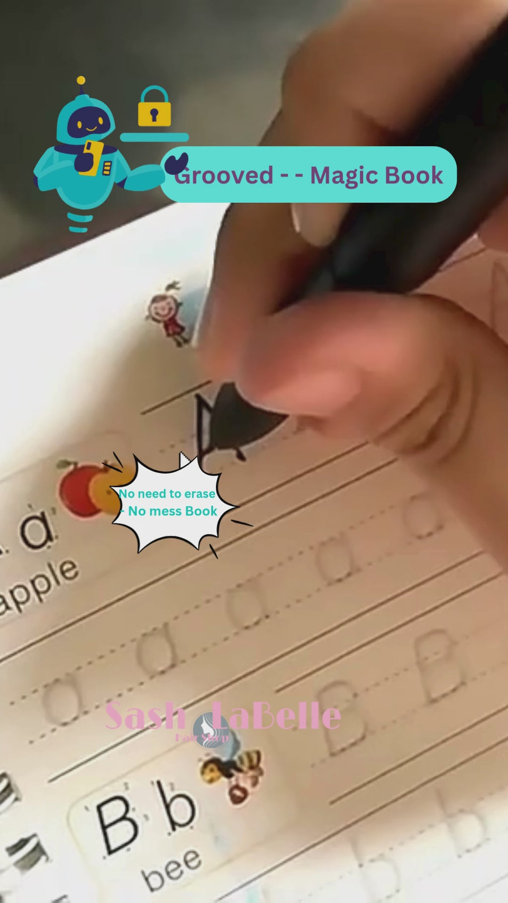 3-6 Year Old Grooved Writing Workbook - One Book REPEATED Use