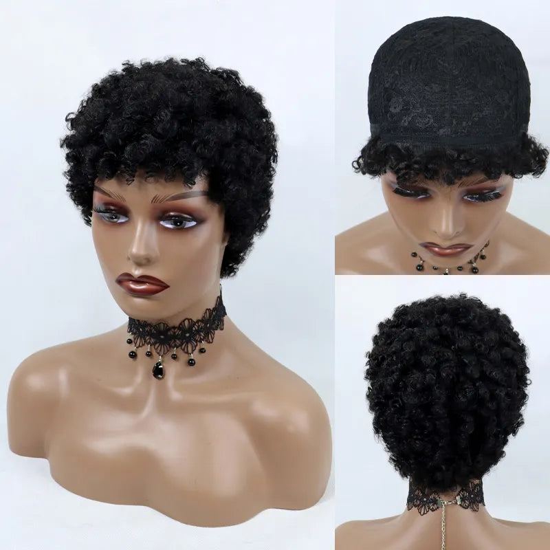 100% Human hair Short Afro-Textured Wig