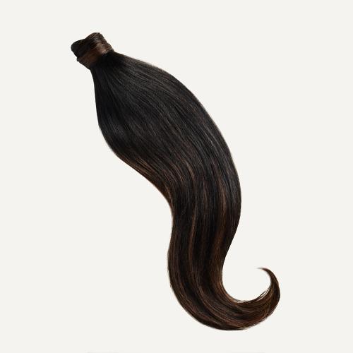 BUY 2 - Off Black with Brown Highlights Ponytail Hair + ONE-PIECE HALO hair (60g)