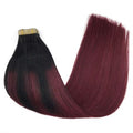 100% Remy Human Hair European #1B/99J Balayage Tape-In Hair Extensions (55g - 175g)