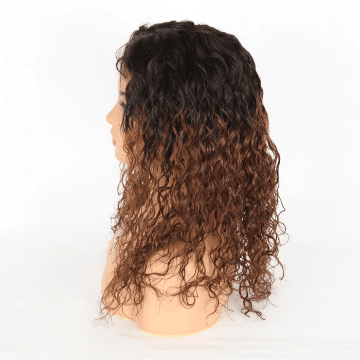 18"- HD Swiss Lace Frontal\ Curly Wig - Color Ombre - SashBeauty