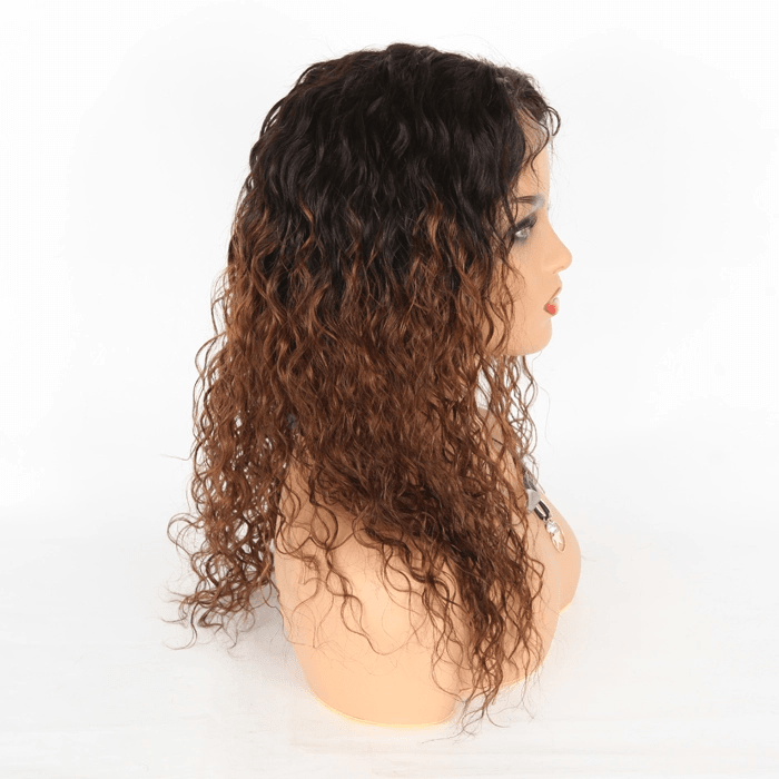 18"- HD Swiss Lace Frontal\ Curly Wig - Color Ombre - SashBeauty
