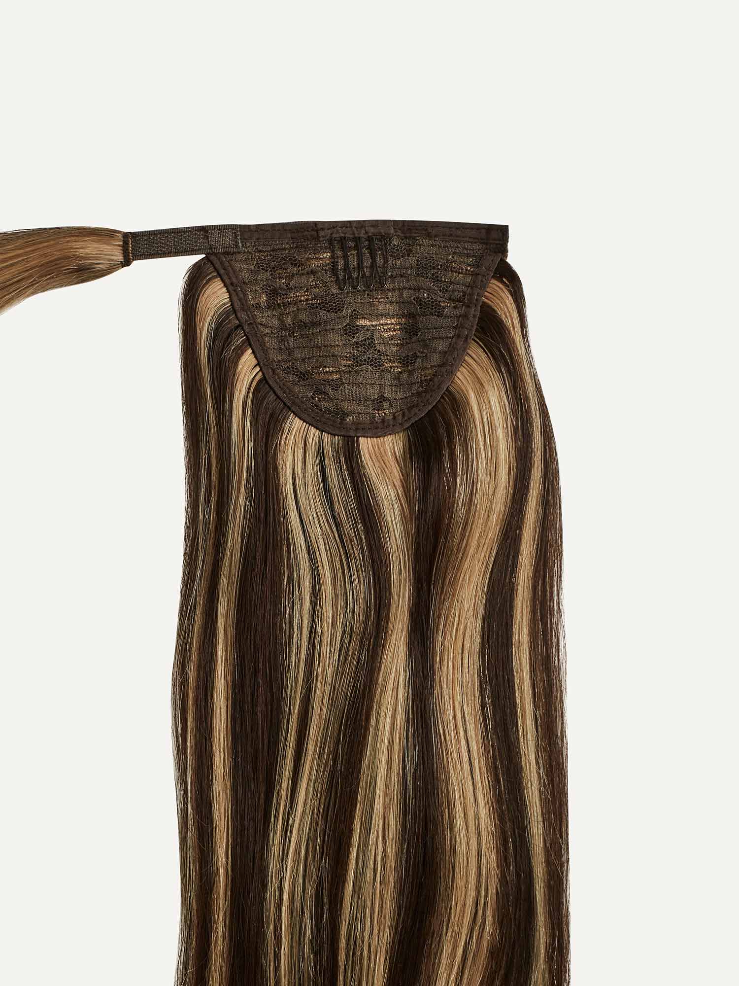 20" Mocha Brown Highlights Ponytail - 20" (120g) - SashBeauty