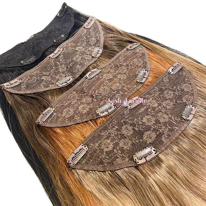3-Piece Hair Extensions Clip-ons 100% Human Hair Clip-In Remy Hair Extensions - Natural Red