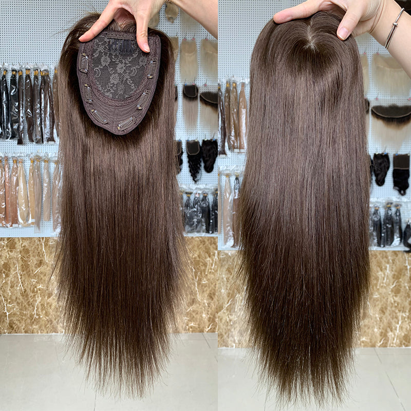 100% Remy Human Hair Dark Brown Full Volume Hair Topper Canada