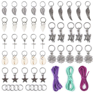 60PCS/Set Jewelry Hair Cuffs Metal Hair Braiding Beads - SashBeauty