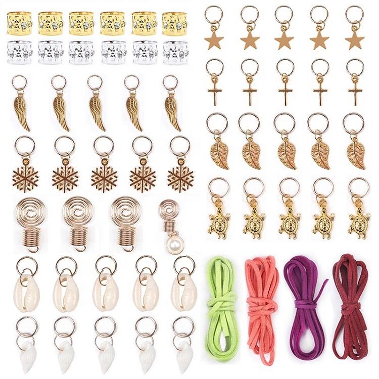 60PCS/Set Jewelry Hair Cuffs Metal Hair Braiding Beads - SashBeauty