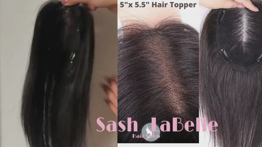 100% Remy Human Hair Off Black Hair Topper Canada