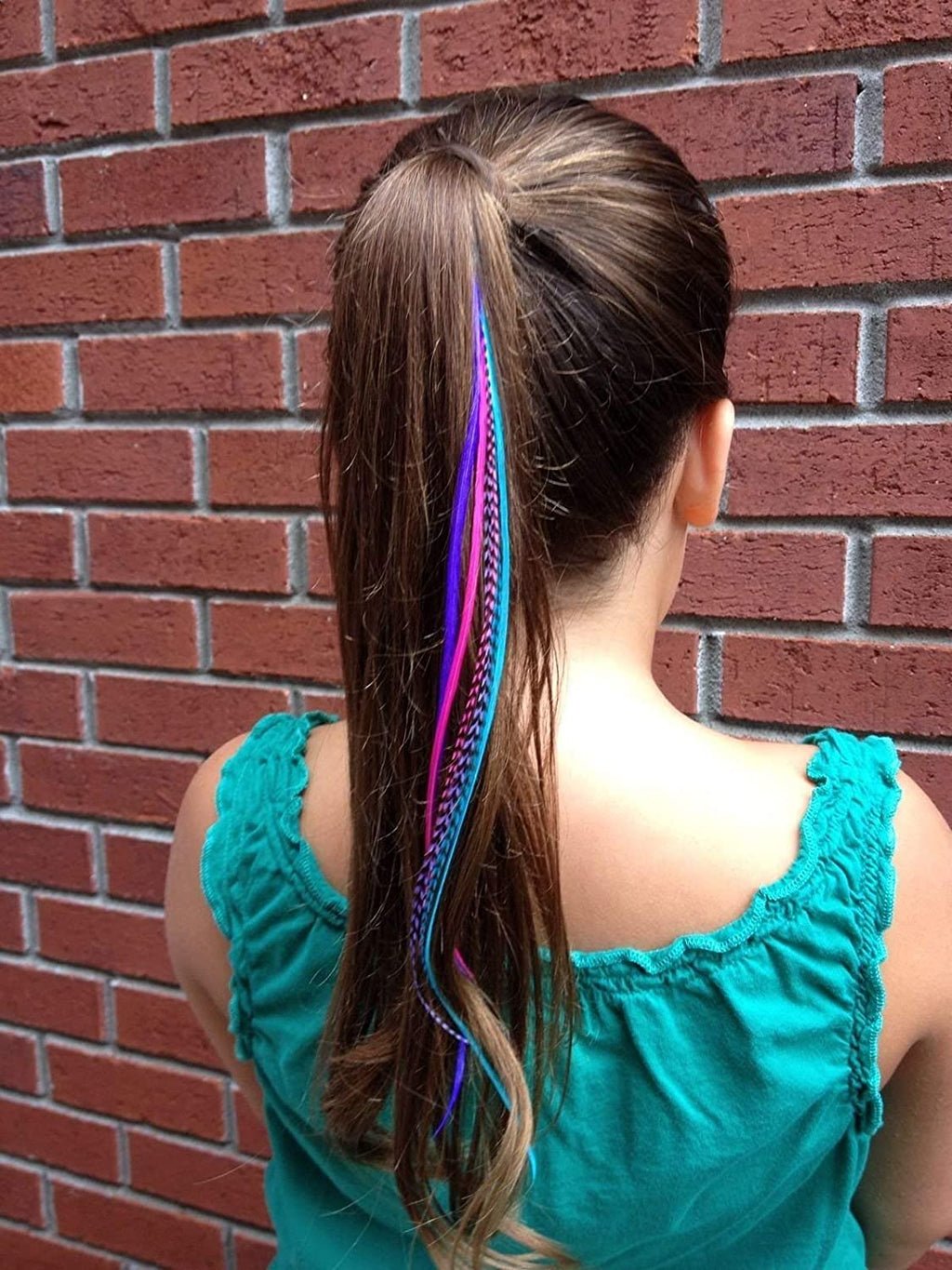 18" Pink rooster feather hair extensions Kit
