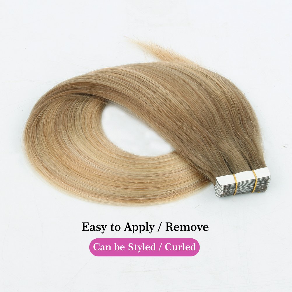 Invisible-tape tape -in Extension - Sandy Blonde Highlights (R18/22)