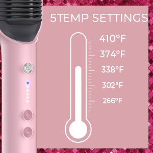 Electric TYMO Ring Pink Hair Straightener Brush - Hair Straightening Iron with Built-in Comb, 20s Fast Heating & 5 Temp Settings & Anti-Scald, Perfect for Professional Salon at Home