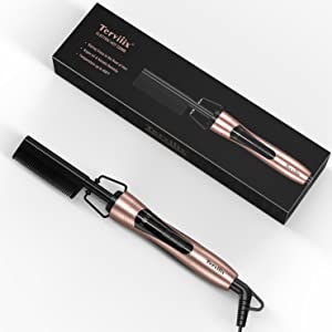 Electric Hot Comb, for Wigs & Beard, Anti-Scald Straightening Comb with Keratin & Argan Oil Infused Teeth, Temperatures Adjustable, 60 Min Auto Shut Off