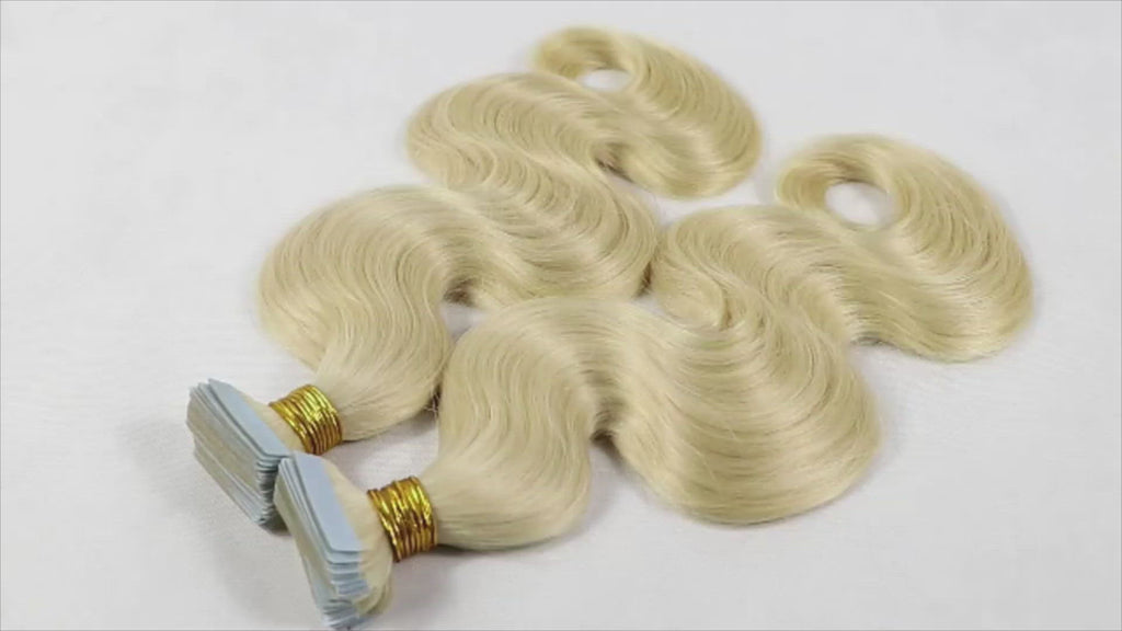 100% Remy Tape in Human hair extensions - European Butter Blonde (613) - 55g - 175g)