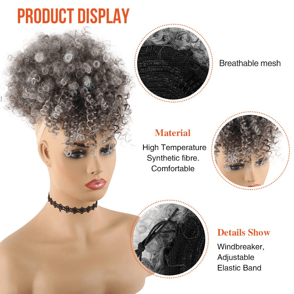 8" High Puff Afro Kinky with Bangs - SashBeauty