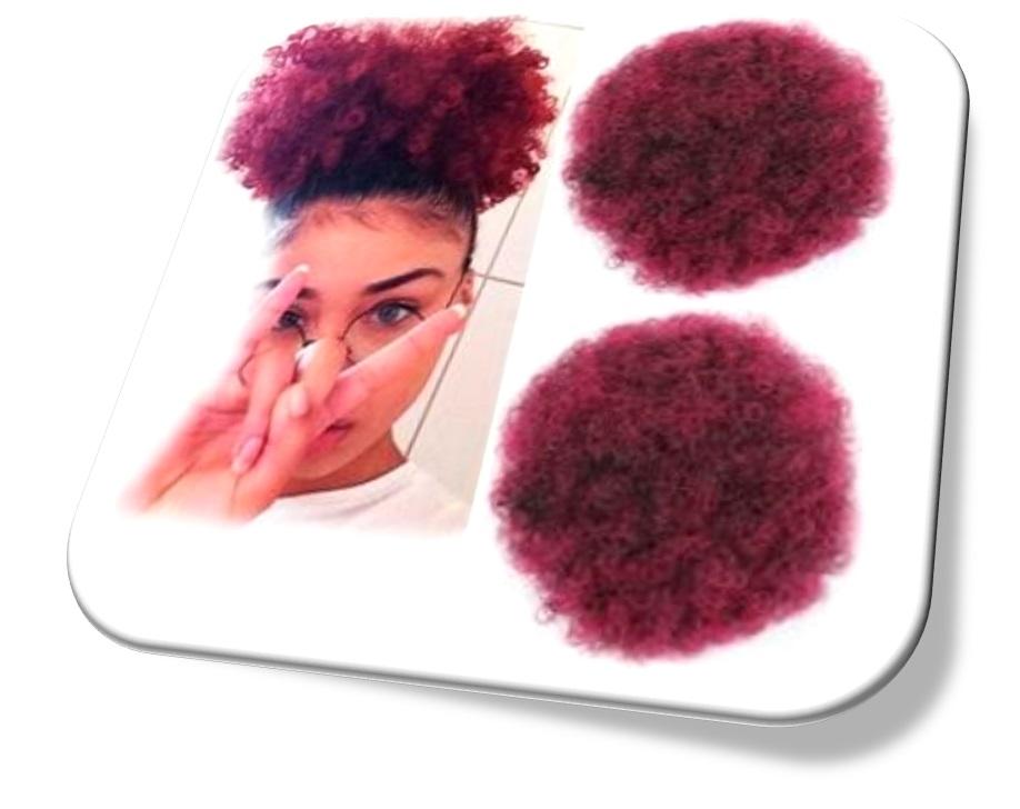8" Kinky Coily Ponytail Drawstring Hair Extension -Burgundy - SashBeauty