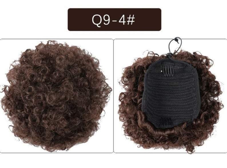 8" Kinky Coily Ponytail Drawstring Hair Extension - Off Black - SashBeauty