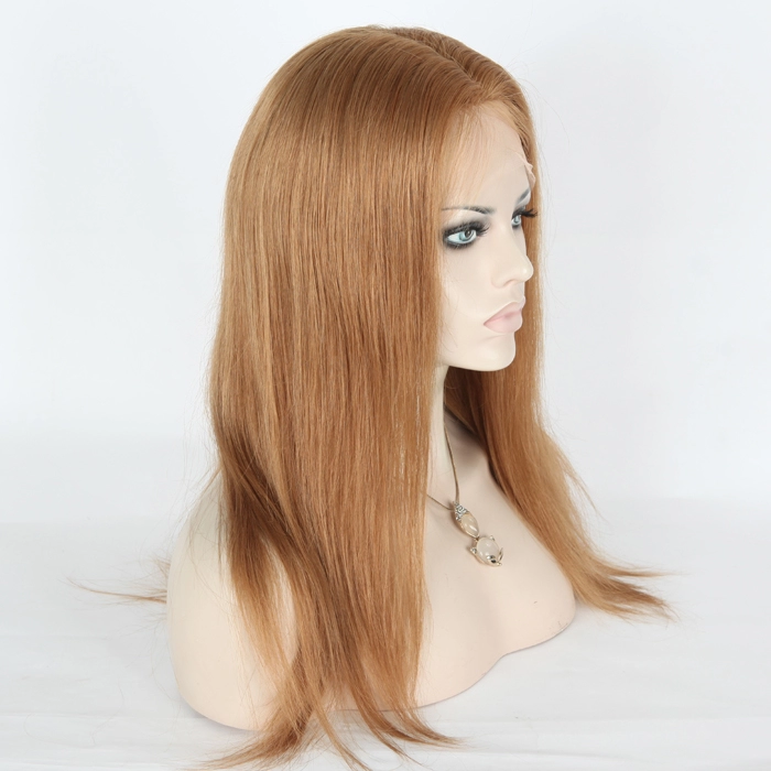 20" - 100% Remy Human HD Lace Frontal\ Natural Straight Wig- Color 8