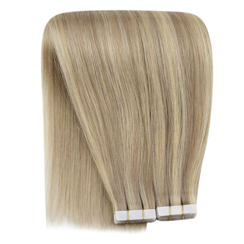 100% Remy Human Hair European P16/22 Balayage Tape-In Hair Extensions (55g - 175g)-Light Brown and Bleach Blonde from 20pcs/Package