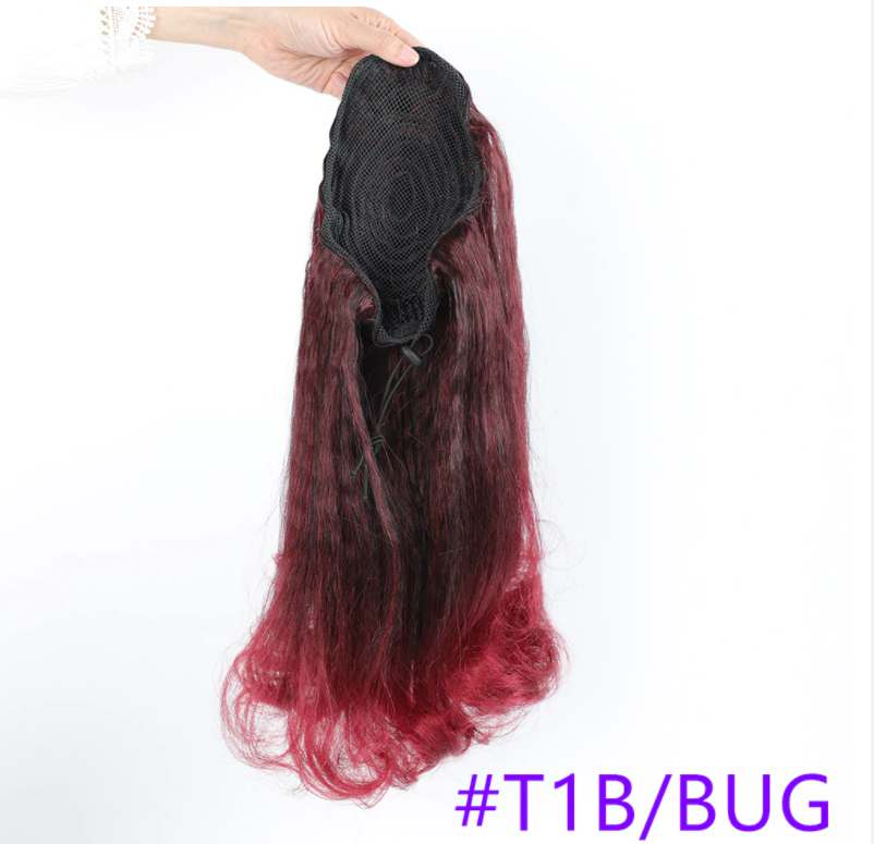 Burgundy Afro Kinky Texture Drawstring Ponytail