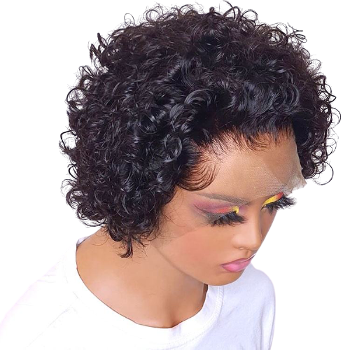 100% Human hair 13x6 HD Lace Red pixie cut Wig - Color T1B/99J