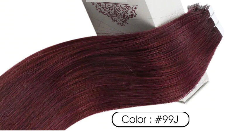 100% Remy Human Hair European #1B/99J Balayage Tape-In Hair Extensions (55g - 175g)