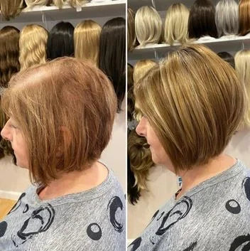 100% Remy Real Human Hair - Invisible U-CLIP Hair Extensions - Rooted Chestnut Blonde highlights
