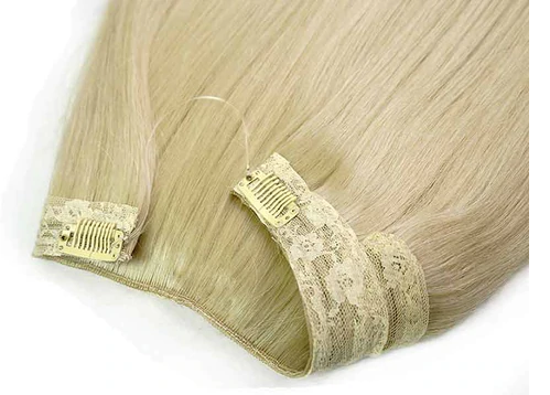100% Remy Human Hair  Human Hair Halo Extensions - Sandy Blonde Balayage