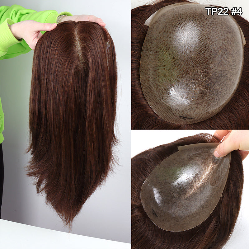 Silicon Base 100% Human Hair Topper