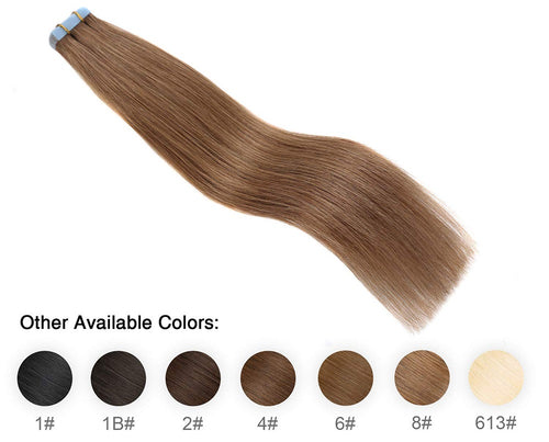 100% Real human hair European Chestnut Brown (#6) Tape-In hair Extensions (55g - 175g)