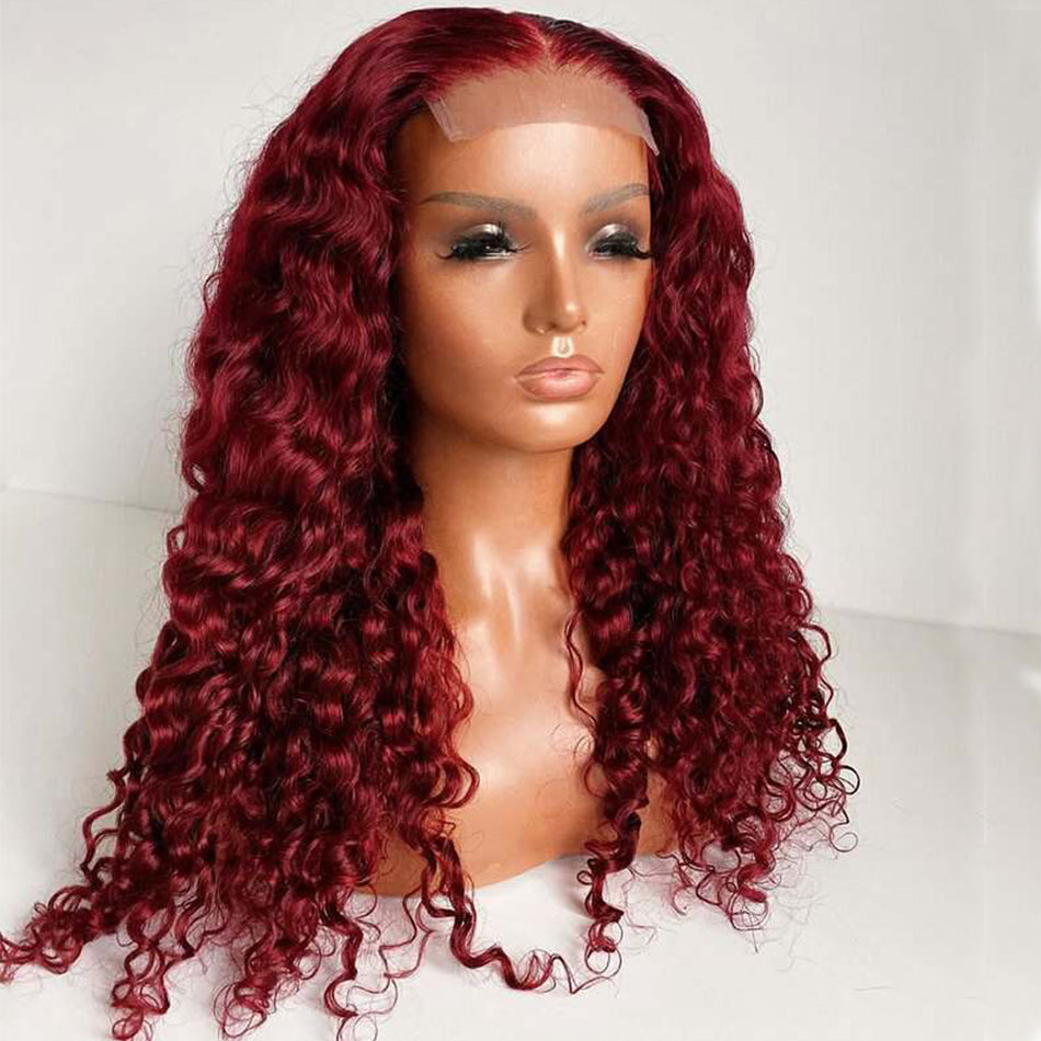 4*4 Lace Front 4A Curly - Burg color