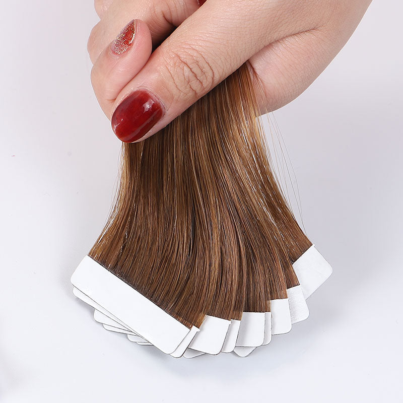 100% Real human hair European Chestnut Brown (#6) Tape-In hair Extensions (55g - 175g)