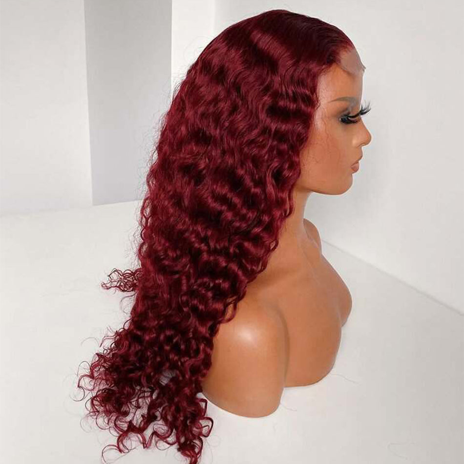 4*4 Lace Front 4A Curly - Burg color