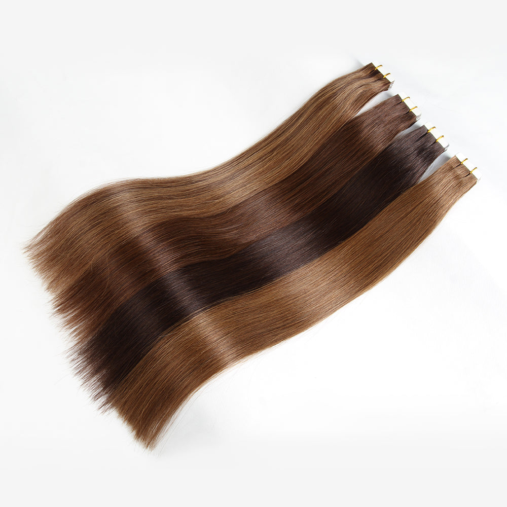 100% Real human hair European Chestnut Brown (#6) Tape-In hair Extensions (55g - 175g)