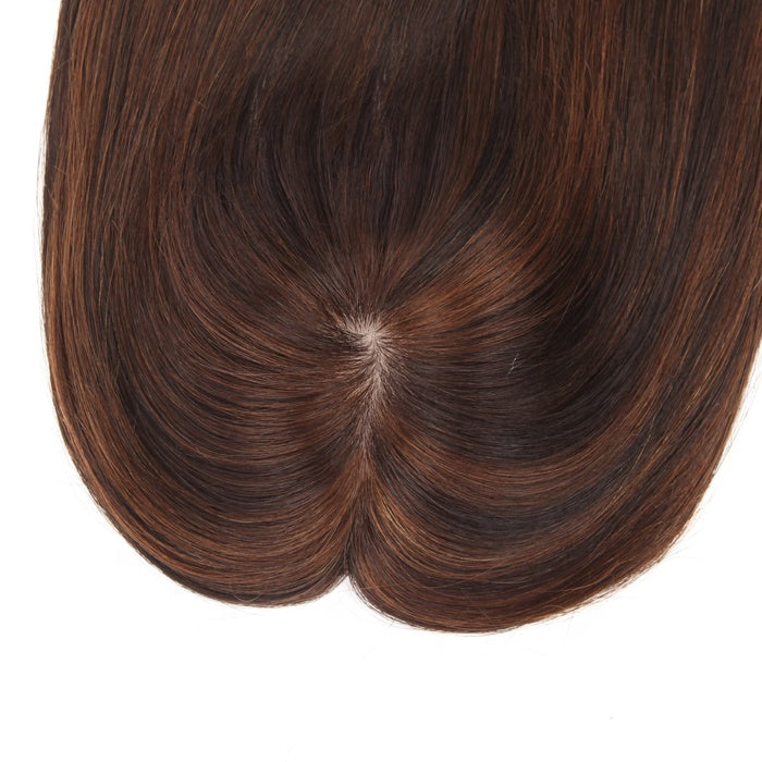 100% Human Hair Topper Chocolate Brown balayage color