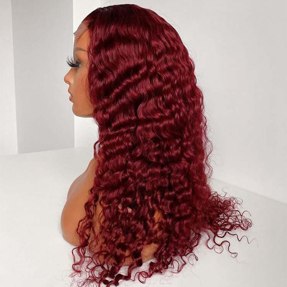 4*4 Lace Front 4A Curly - Burg color