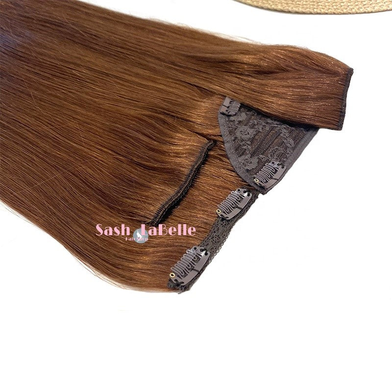 3-Piece Hair Extensions Clip-ons 100% Human Hair Clip-In Remy Hair Extensions - Natural Red
