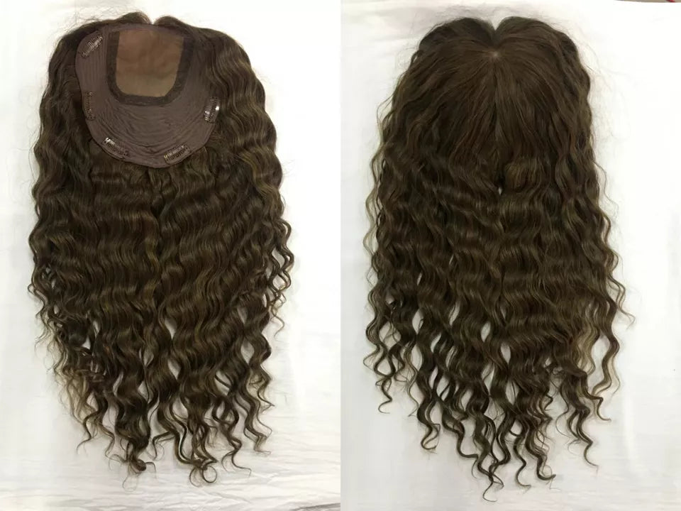 level 4 dark brown 100% Premium Mongolian Silk Base front mono-topper Canada