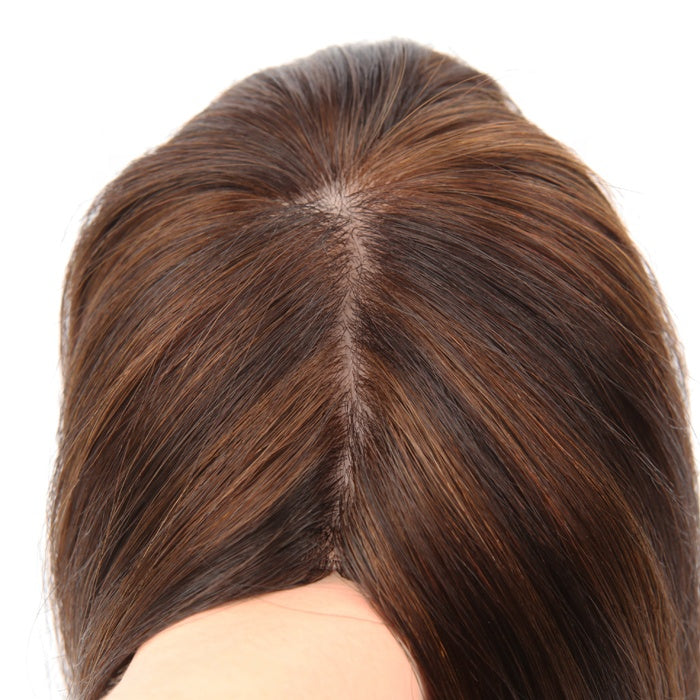 100% Human Hair Topper Chocolate Brown balayage color