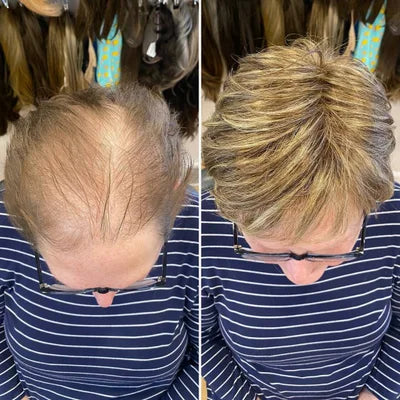 100% Remy Real Human Hair - Invisible U-CLIP Hair Extensions - Rooted Chestnut Blonde highlights
