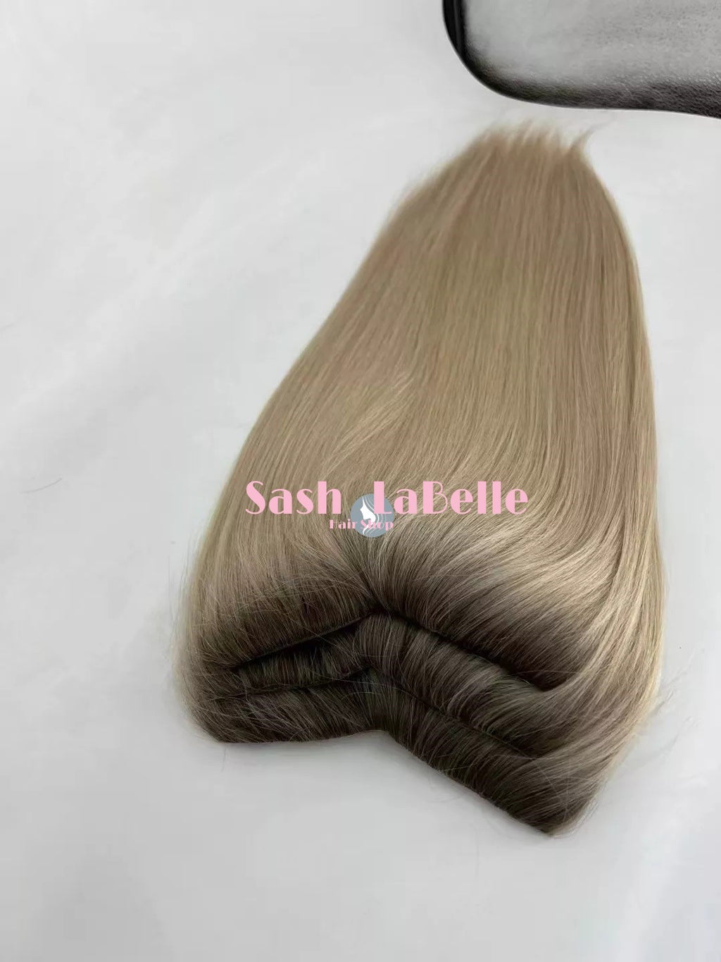 100% Remy Real Human Hair - Invisible U-CLIP Hair Extensions - Rooted Ash Blonde