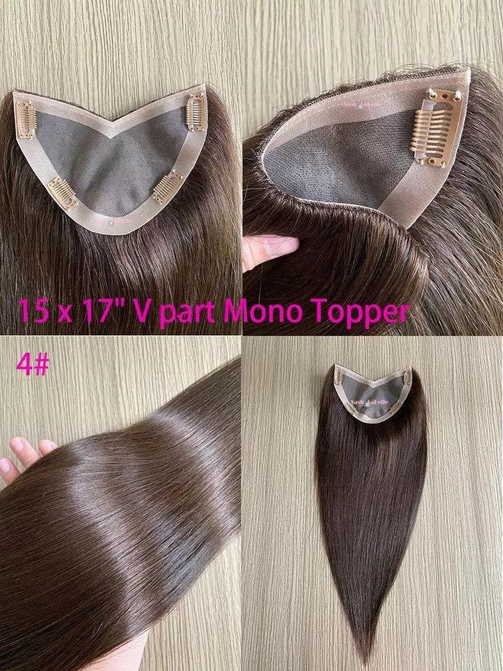 100% Remy Real Human Hair - Invisible U-CLIP Hair Extensions - Dark Brown