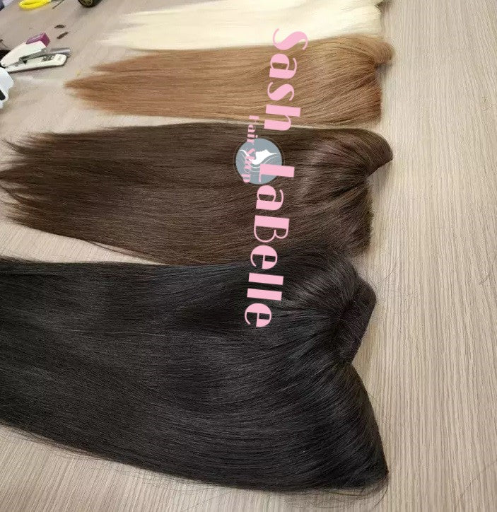 100% Remy Real Human Hair - Invisible U-CLIP Hair Extensions - Dark Brown