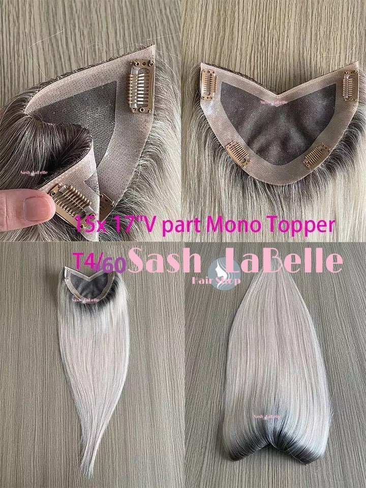 100% Remy Real Human Hair - Invisible U-CLIP Hair Extensions - Rooted Ash Blonde