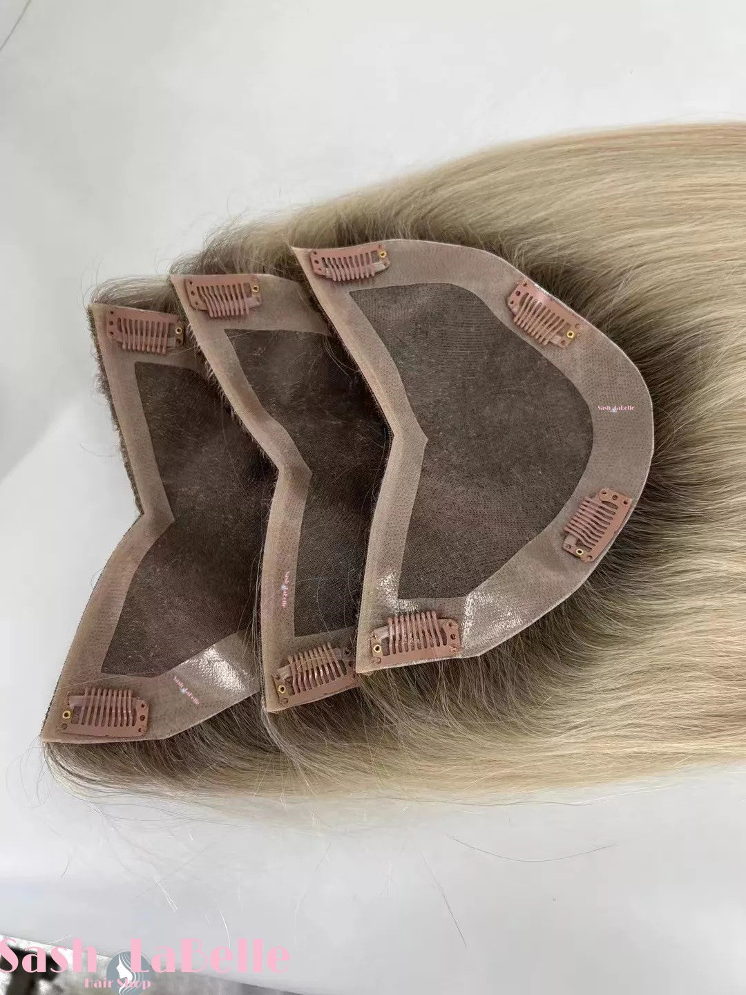 100% Remy Real Human Hair - Invisible U-CLIP Hair Extensions - Rooted Ash Blonde