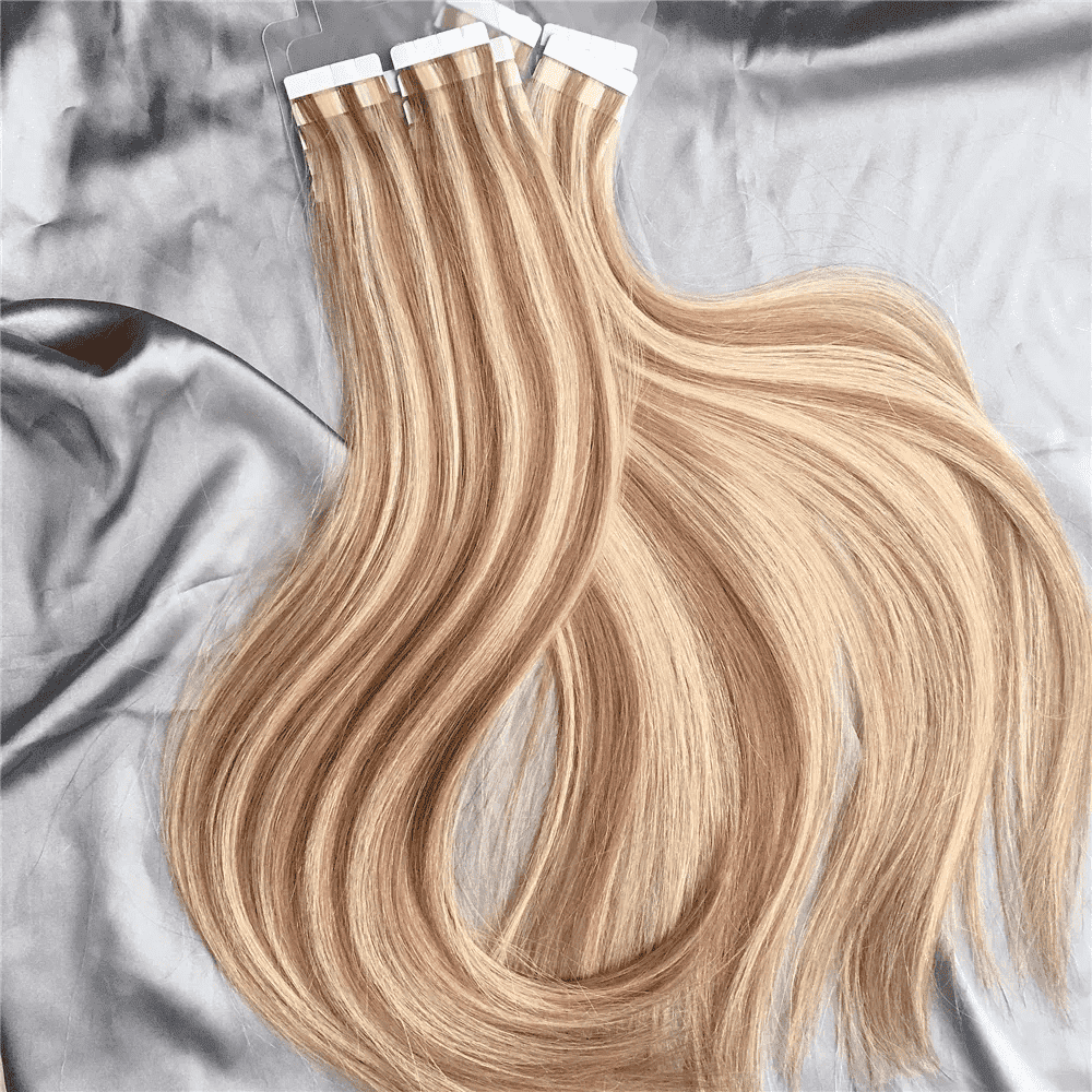 100% Invisible Remy Champagne Blonde Highlights (P10/16/60) Remy Tape-In Hair Extensions (55g - 175g)