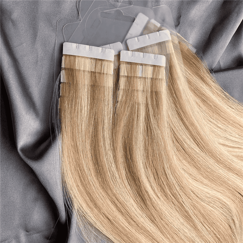 100% Invisible Remy Champagne Blonde Highlights (P10/16/60) Remy Tape-In Hair Extensions (55g - 175g)