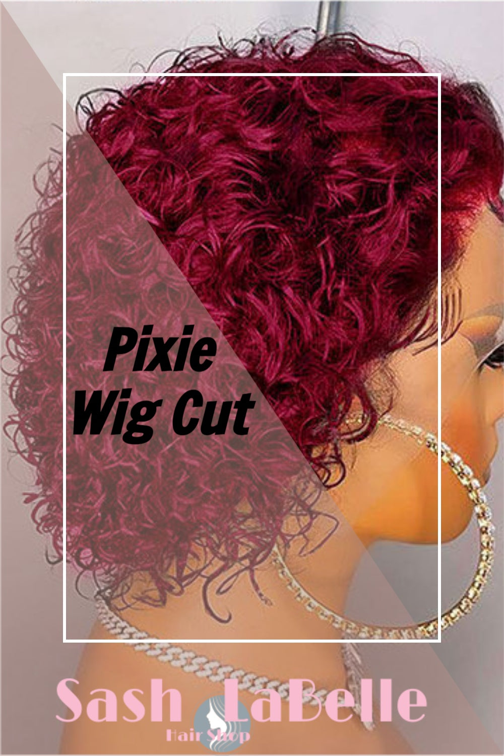 100% Human hair 13x6 HD Lace Red pixie cut Wig - Color T1B/99J