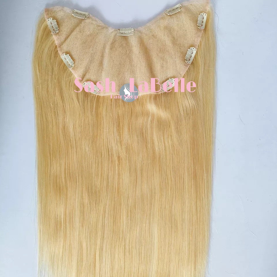 100% Remy Real Human Hair - Invisible U-CLIP Hair Extensions - Platinum Blonde